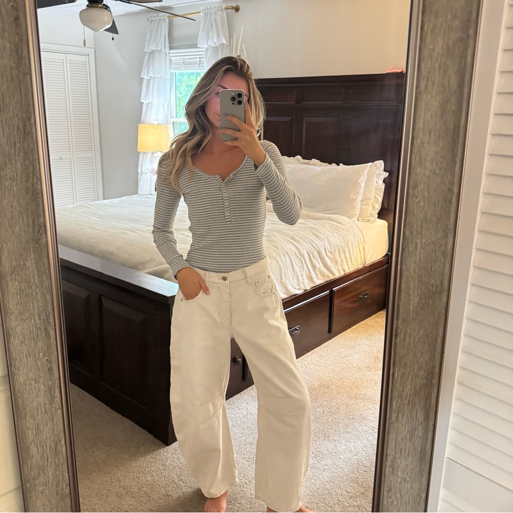 REVOLVE Gray Striped Long-Sleeve Henley Top